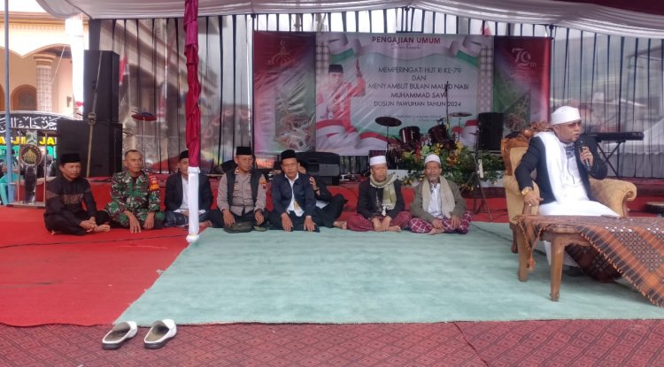 Sambut HUT RI ke 79 Babinsa Hadiri pengajian dan syukuran di wilayah Binaan 